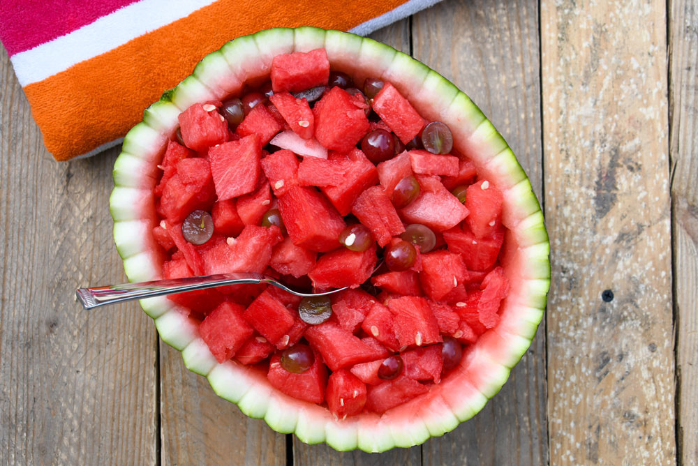 Easy watermelon fruit bowl for a party or BBQ