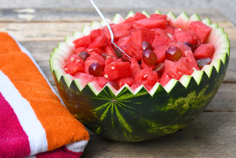Easy watermelon fruit bowl for parties and BBQs