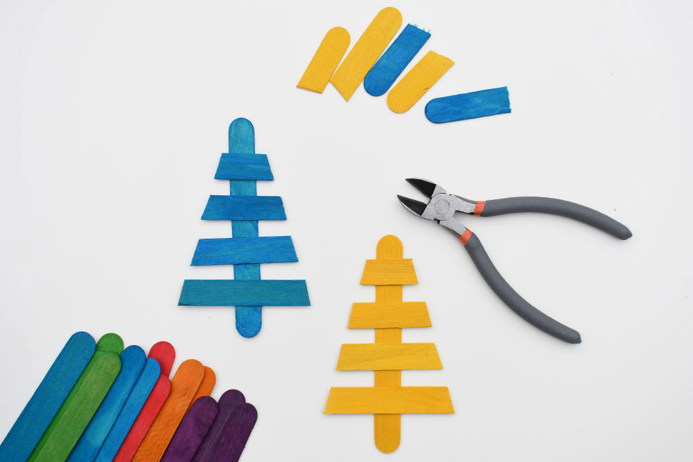 popsicle stick Christmas tree ornaments kids craft