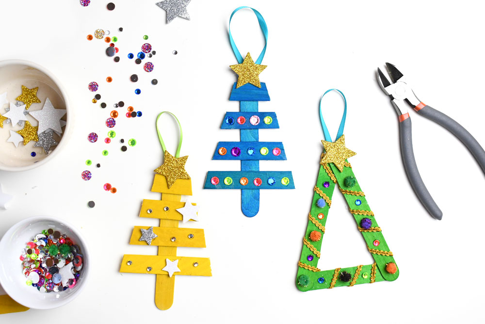 DIY Christmas craft popsicle stick ornaments