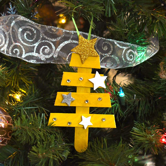 Popsicle Stick Christmas Tree Ornaments