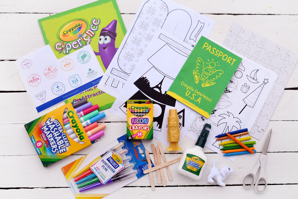 Crayola kids activity set US passport homeschool activity