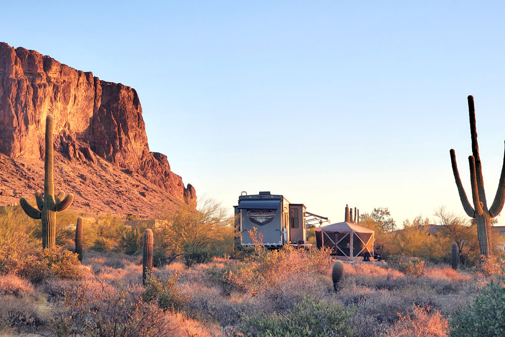 RV camping at Lost Dutchman State Park in Apache Junction Arizona