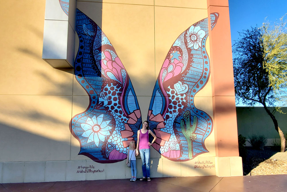 Tanger Outlets mall Phoenix Arizona butterfly mural