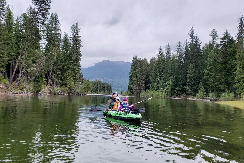 Priest Lake thoroughfare kayaking with kids