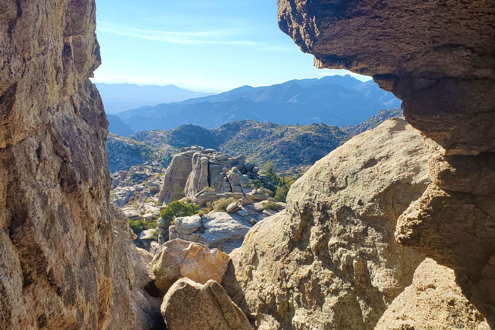 Catalina Highway Overlook mountain views through the rocks