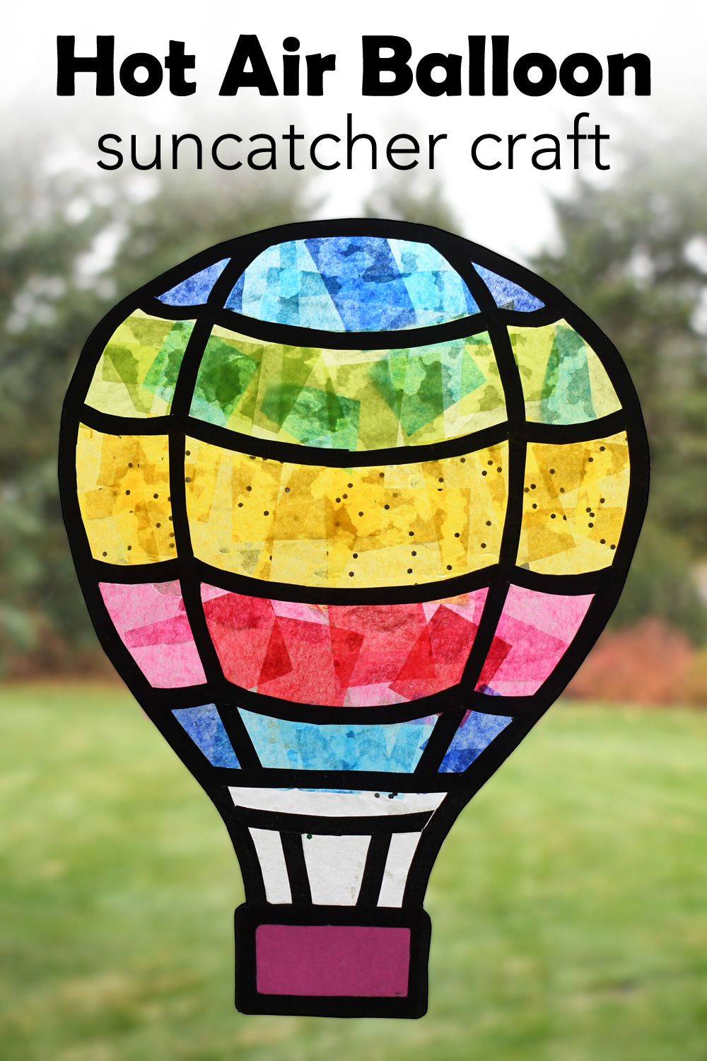 Colorful hot air balloon suncatchers kids craft idea