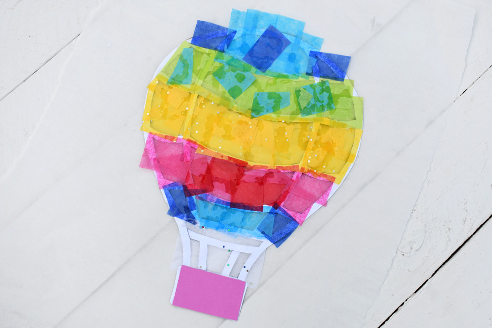 Tissue paper hot air balloon suncatchers