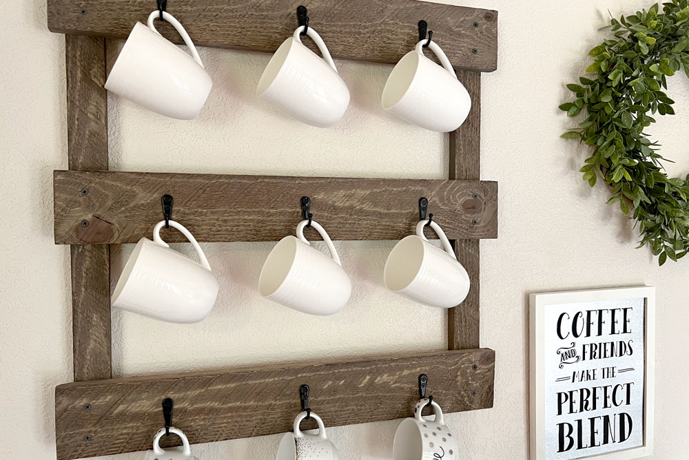easy wood project coffee cup rack