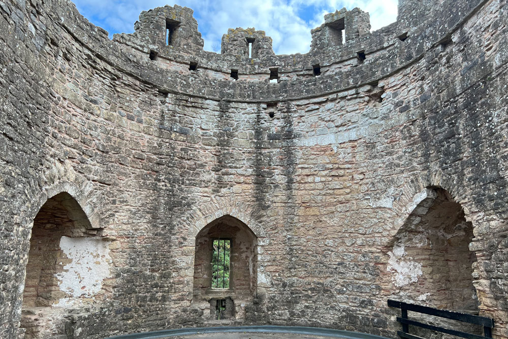 Caldicot Castle stone tower and windows