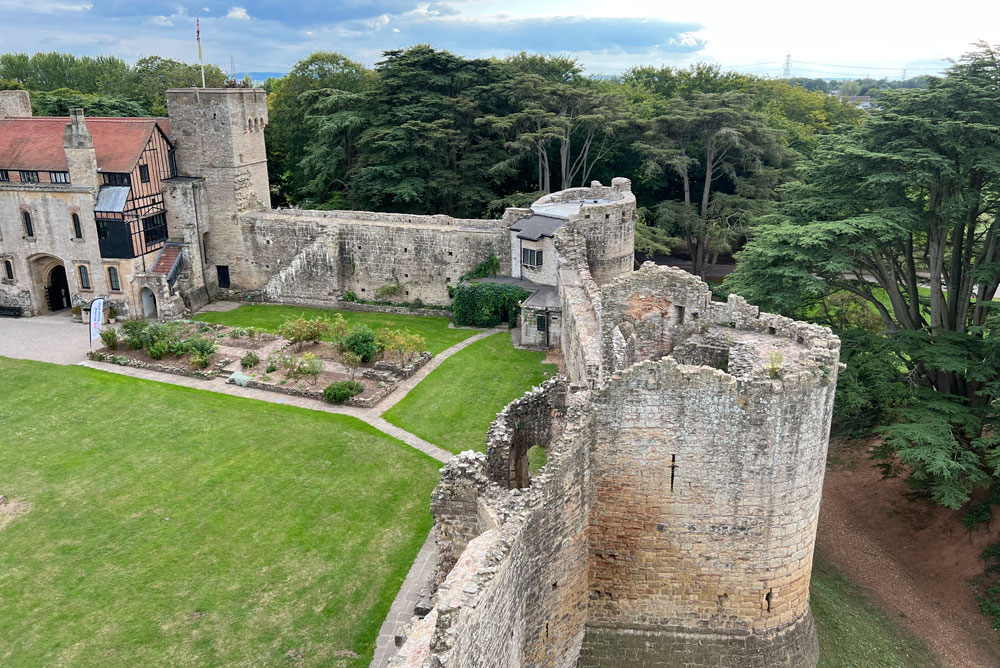 Stone walls Caldicot Castle Wales UK