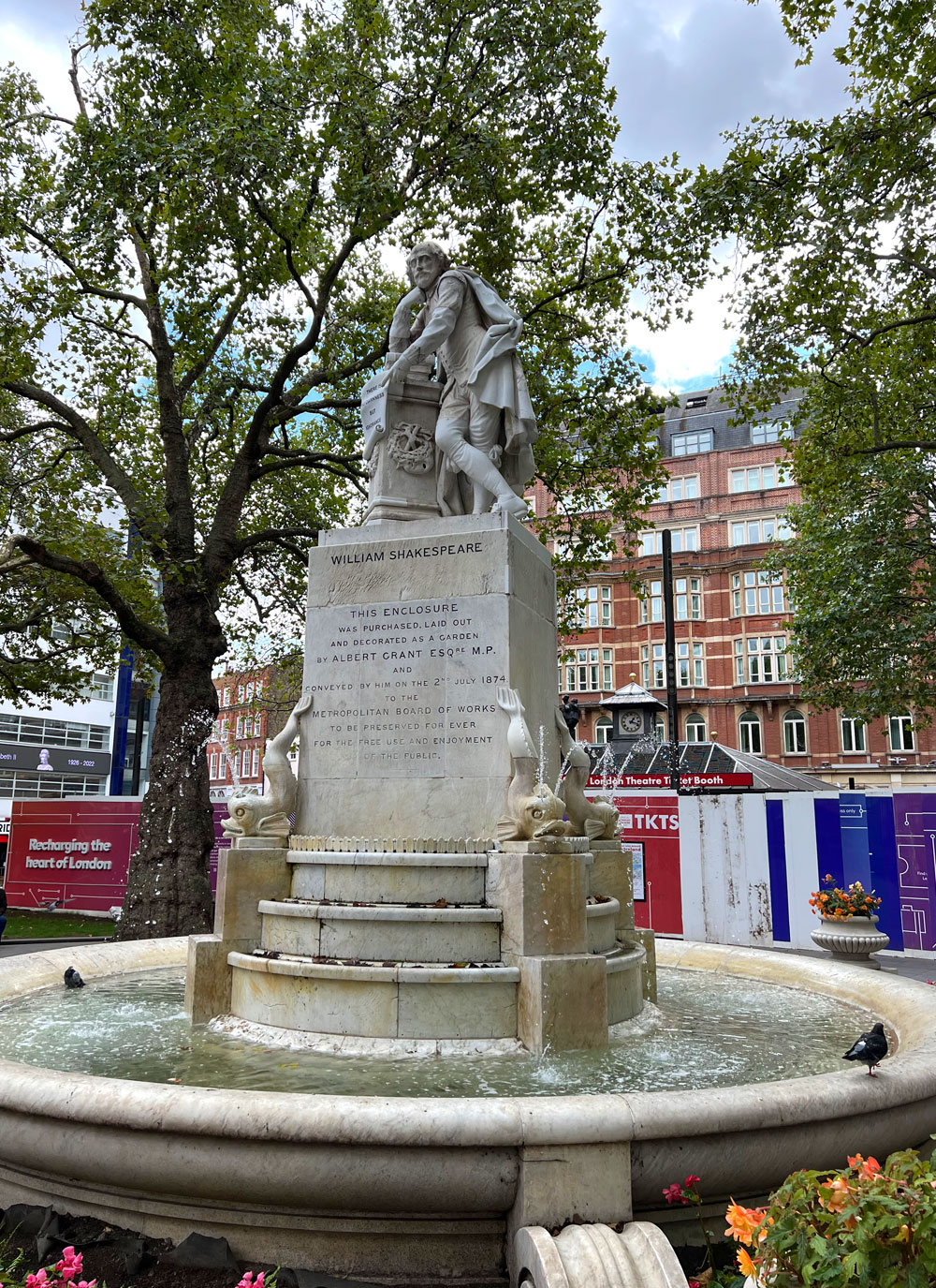 William Shakespeare fountain in London England