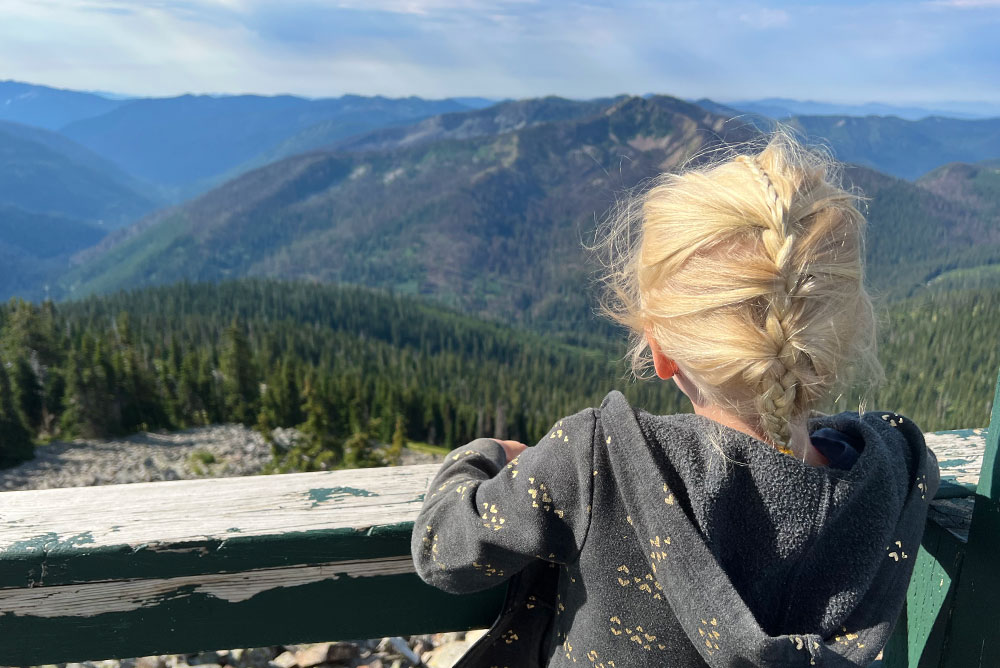camping with kids in a fire lookout