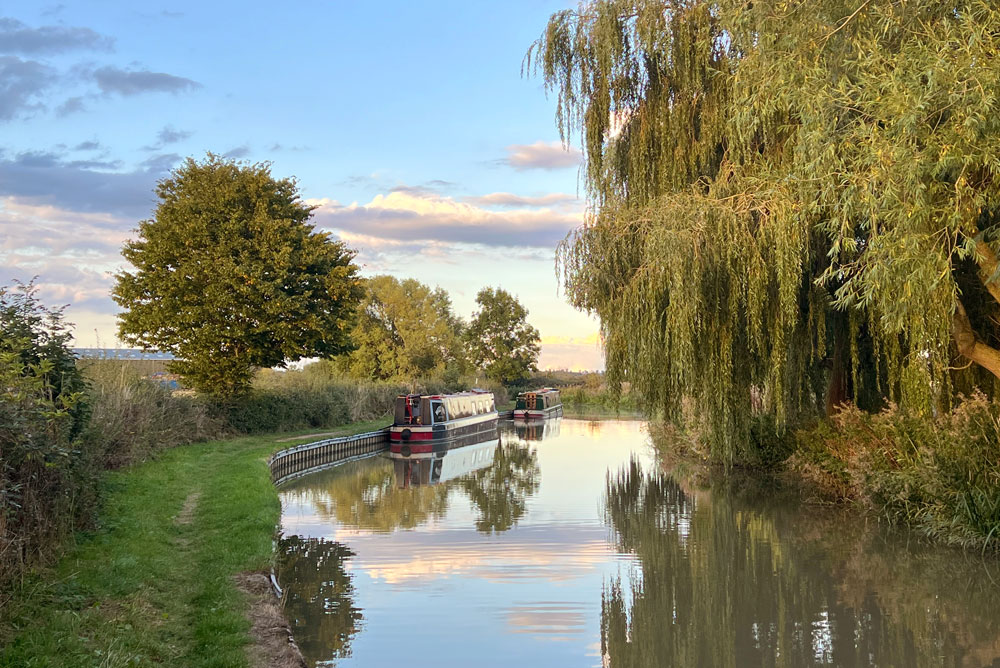 Beautiful view canal narrowboat