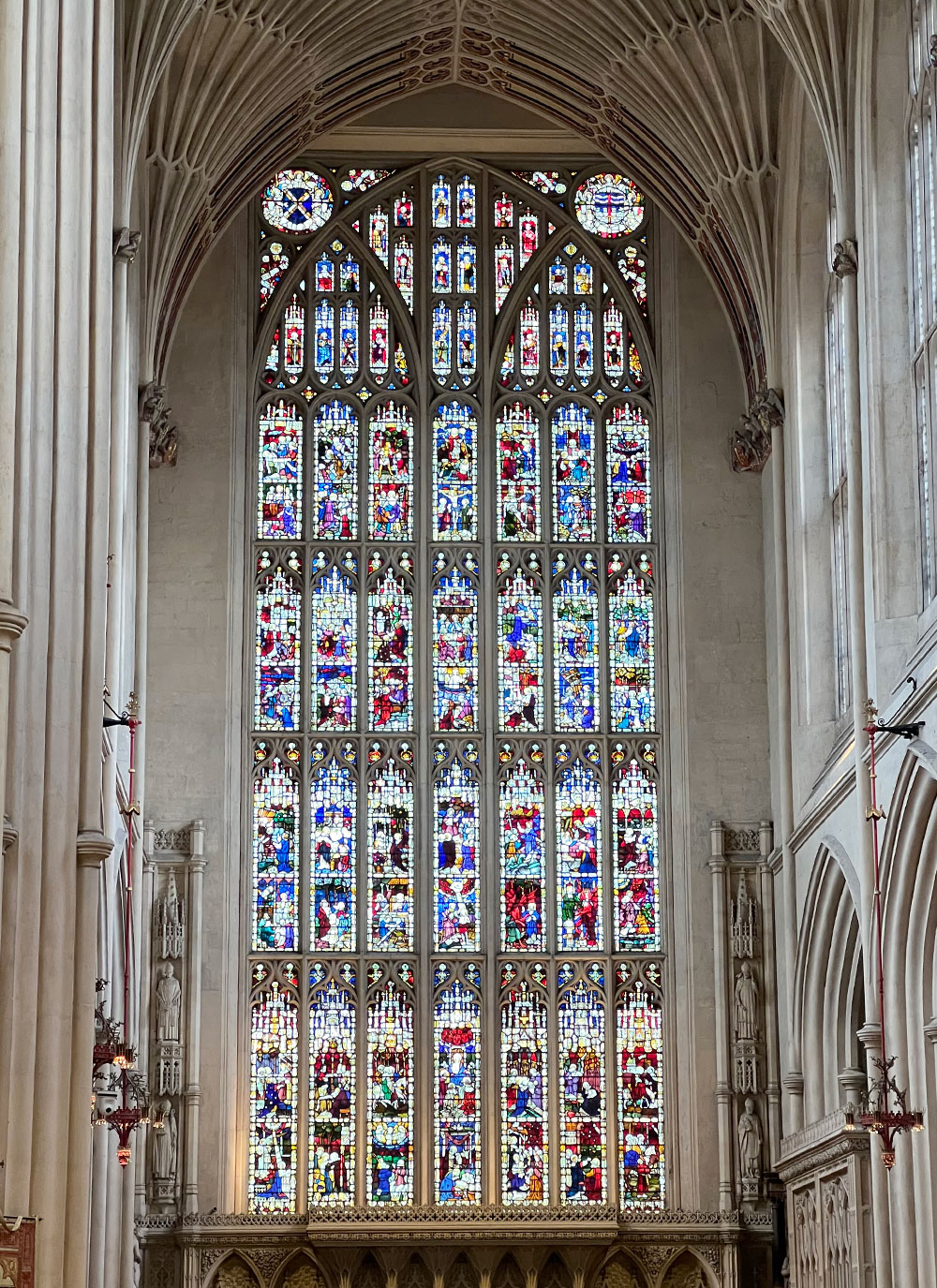 Bath Abbey interior stained glass
