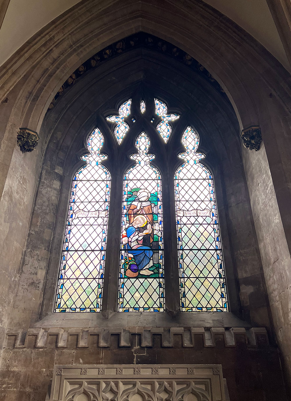 stained glass window Saint Anne and Virgin Mary in Bristol