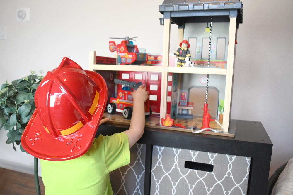 hape wooden toys fire station review