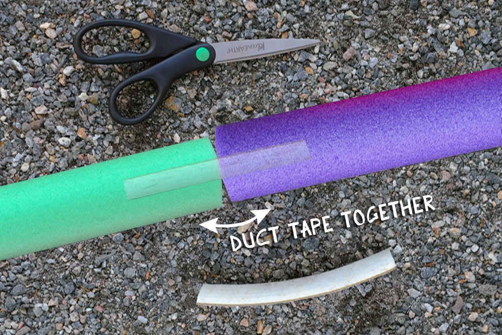 diy water obstacle course with pool noodles