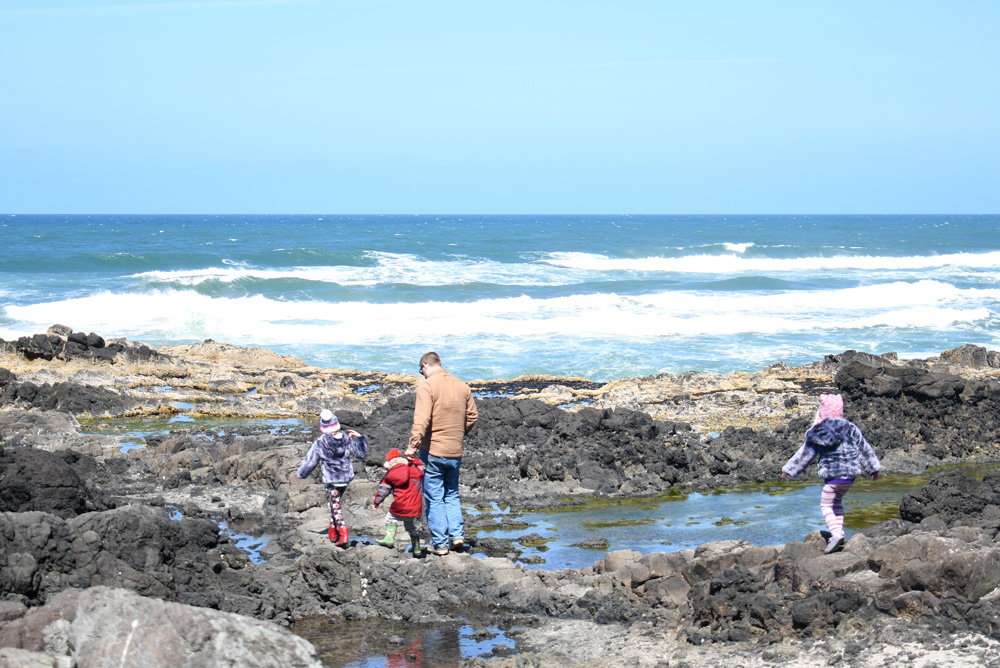 exploring tide pools with kids near Florence Oregon