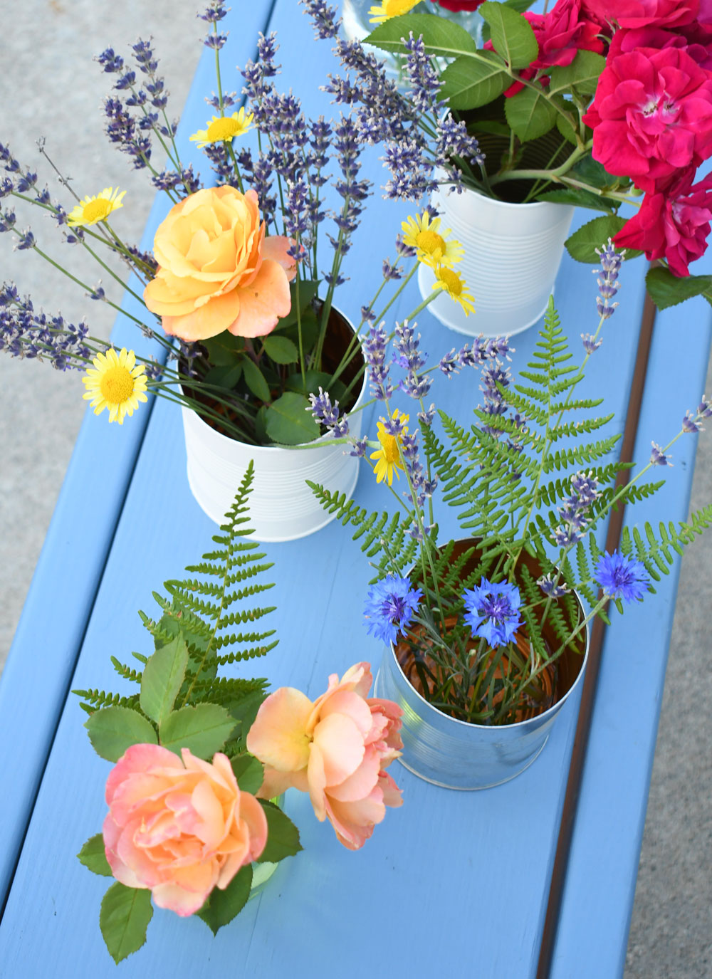 cute flower vases using recycled tin cans