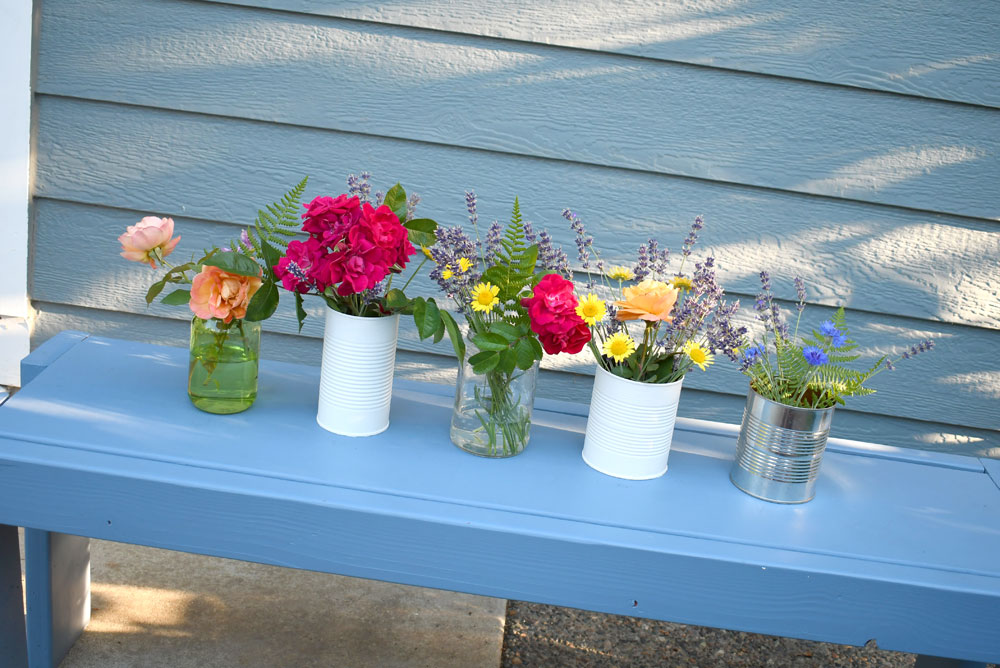 pretty diy flower vases from recycled cans and jars