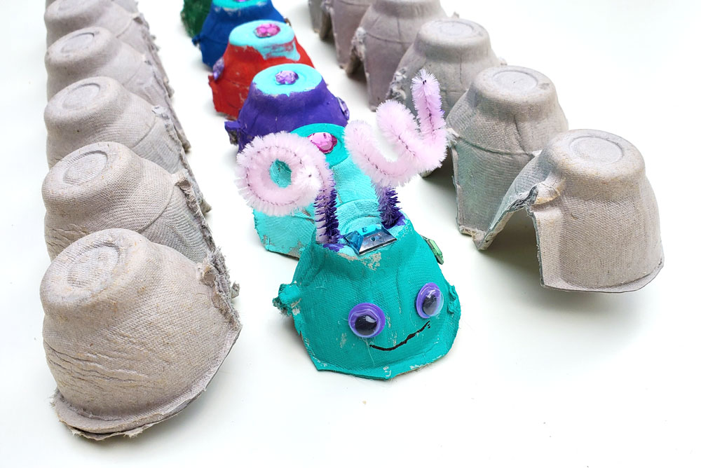 egg carton caterpillar kids painting craft project