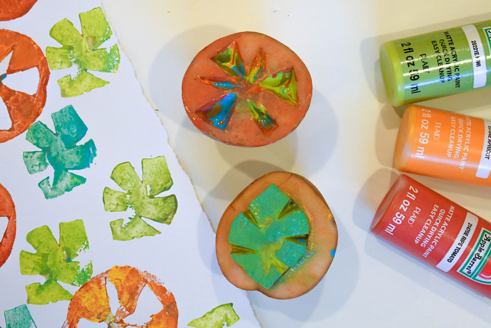potato stamp art kids painting activity
