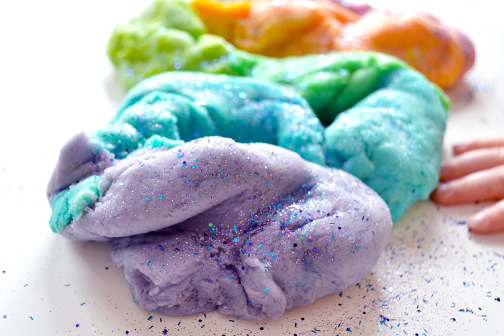 homemade rainbow unicorn playdough kids project