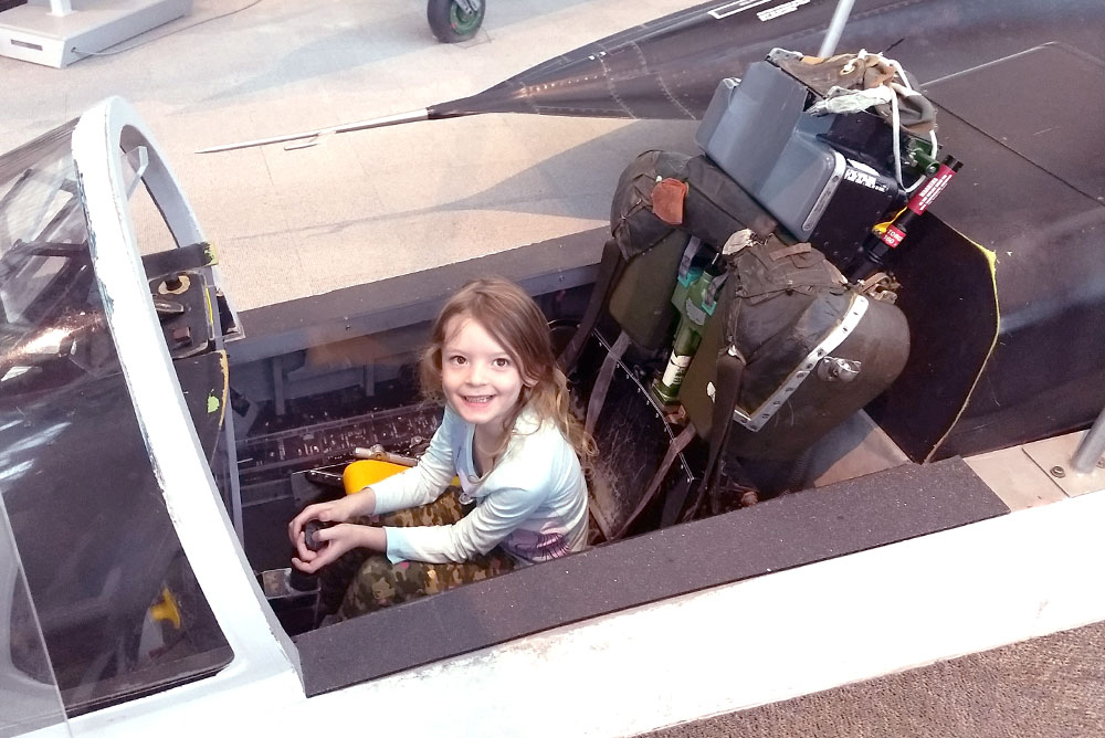 Seattle Museum of Flight sitting in a fighter jet things to do with kids
