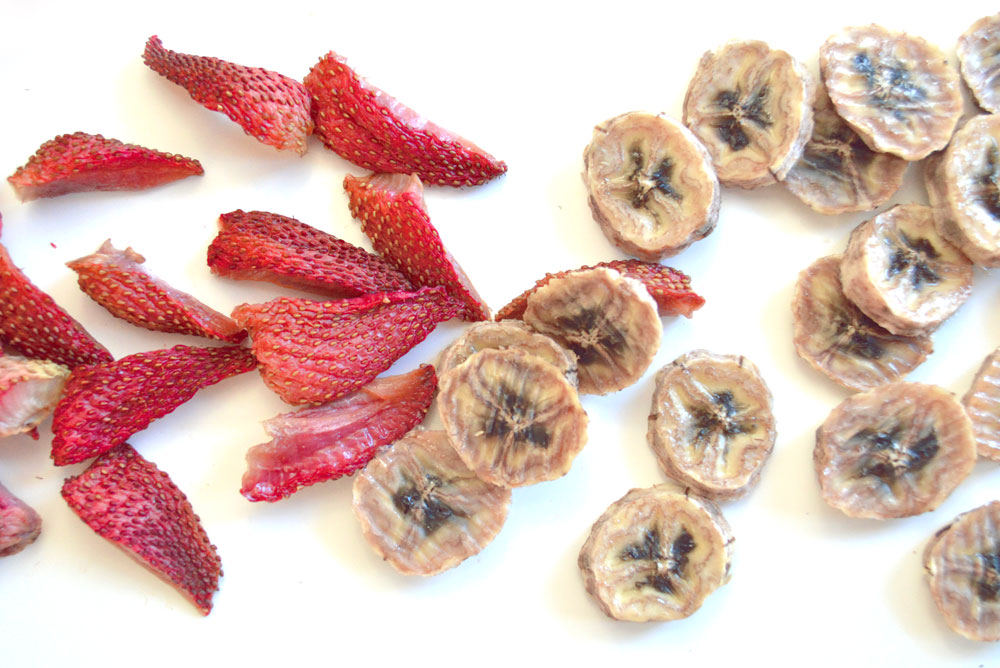 homemade dried strawberry and banana fruit snacks