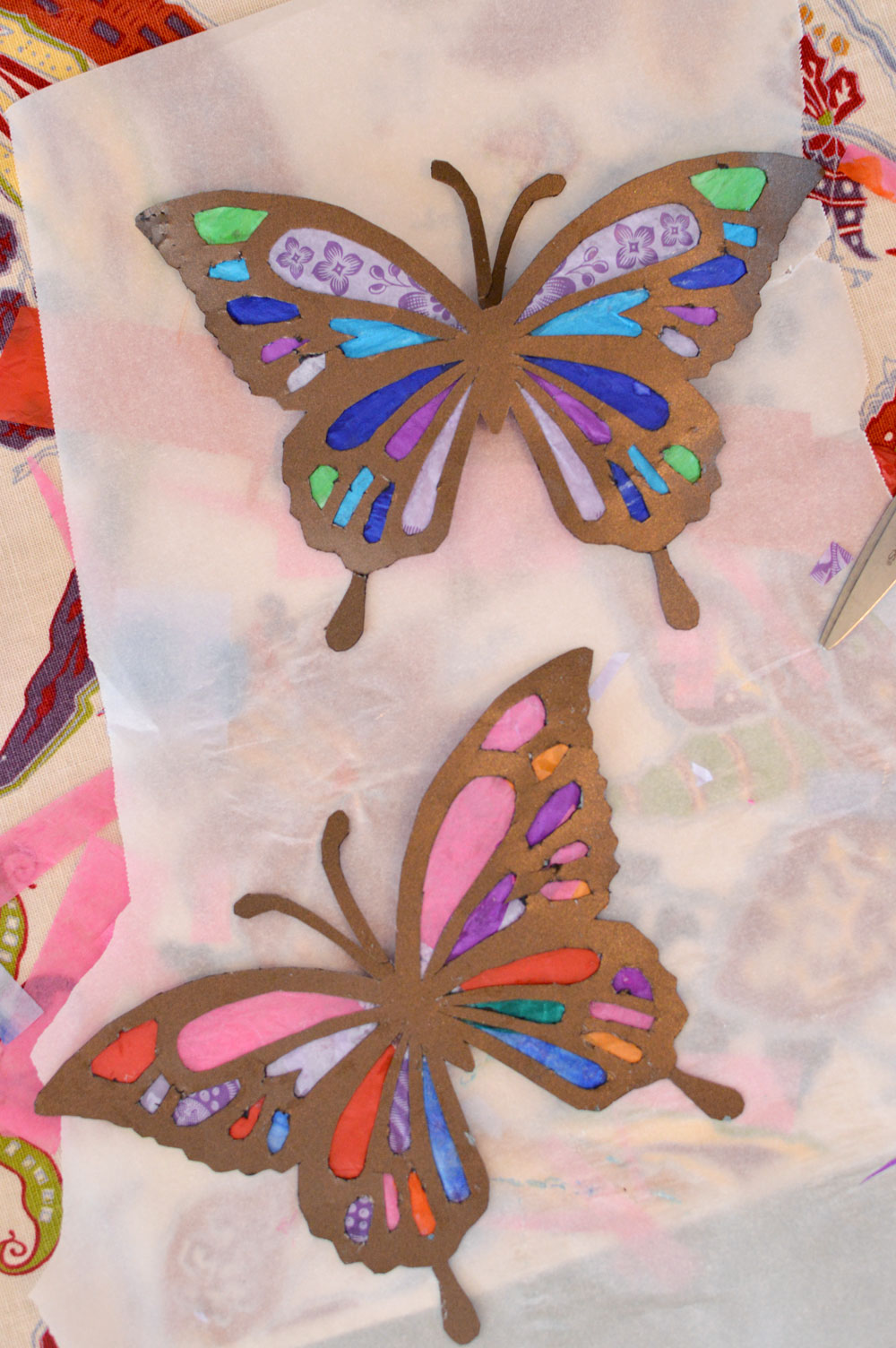 easy DIY stained glass butterflies kids craft