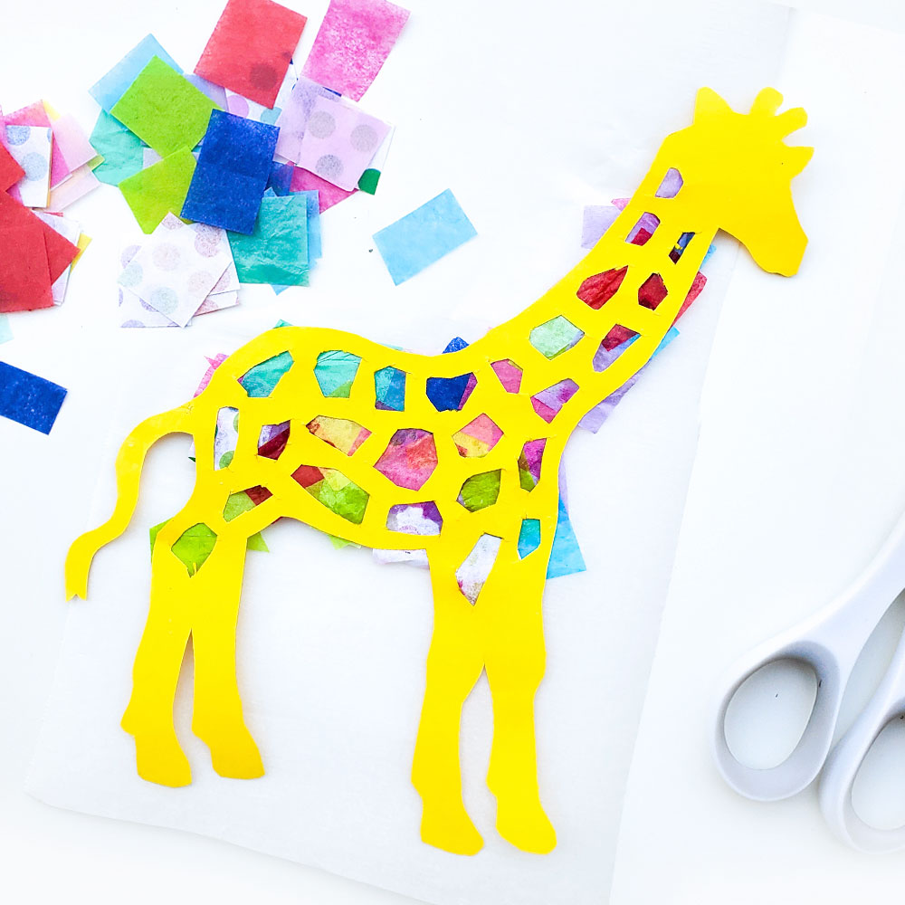 giraffe tissue paper suncatcher window decor