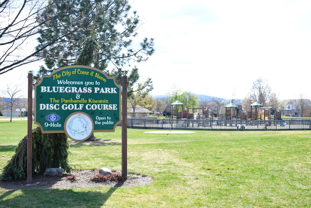 Bluegrass park and neighborhood playground near Coeur d'Alene, Idaho