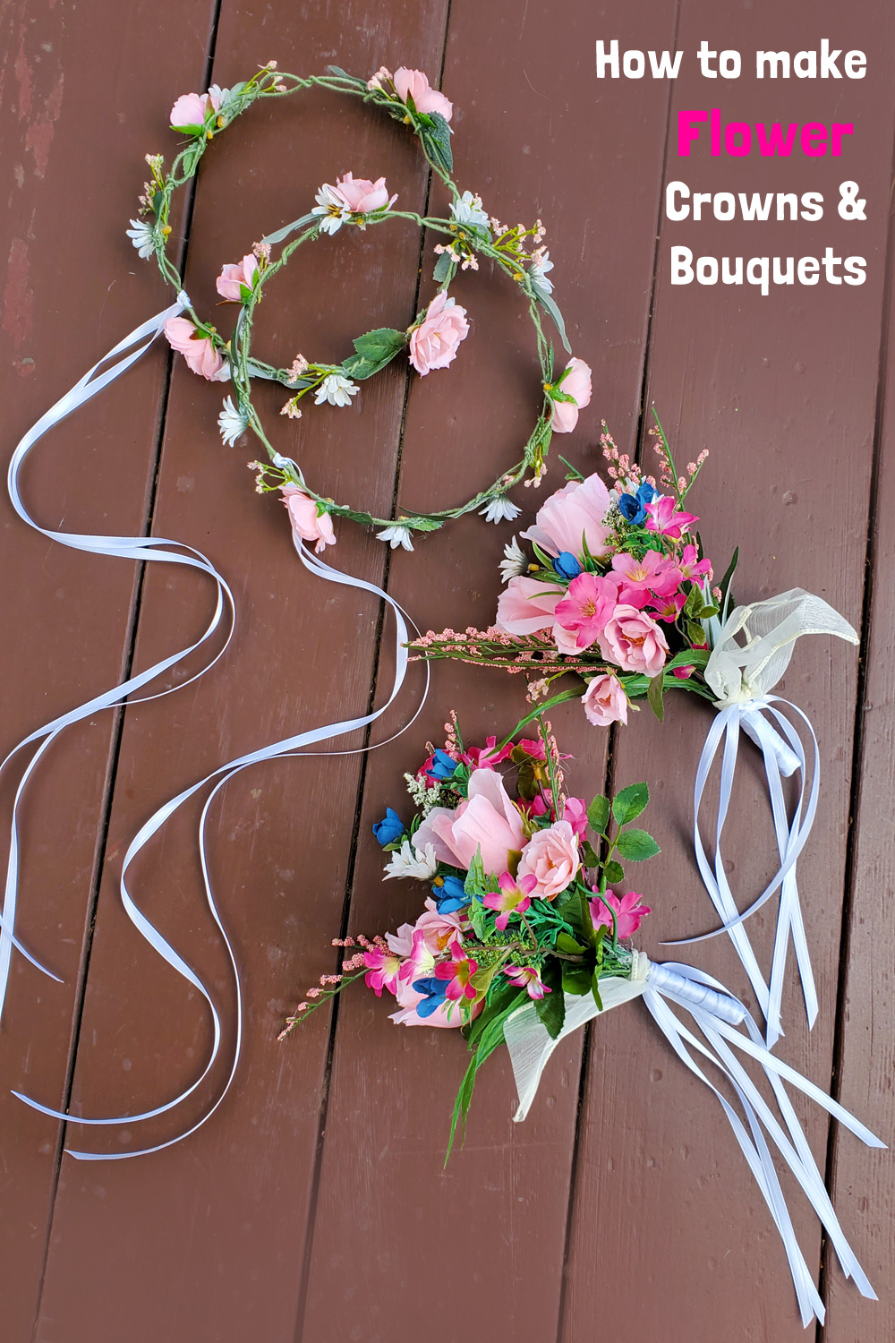 diy flower girl crowns and bouquets wedding accessories