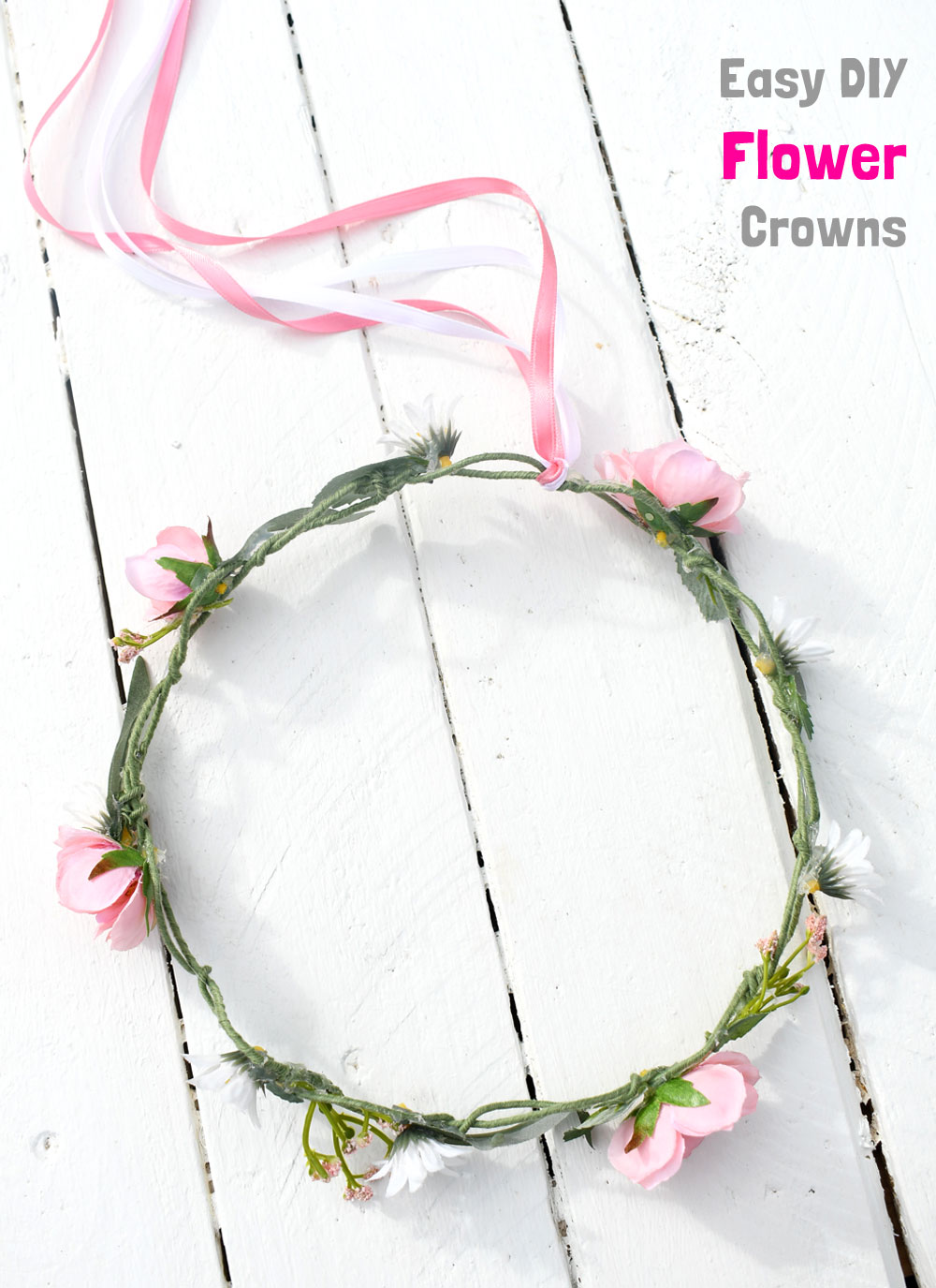 easy diy flower crowns for weddings, flower girls and parties