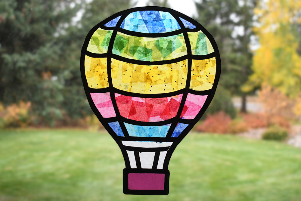 hot air balloon tissue paper suncatchers