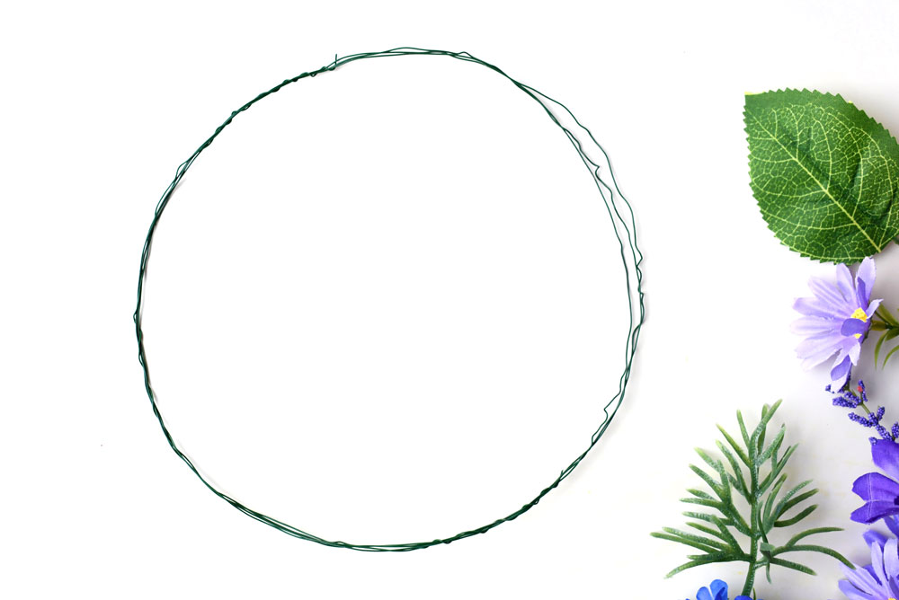 make a DIY flower crown using wire and silk flowers