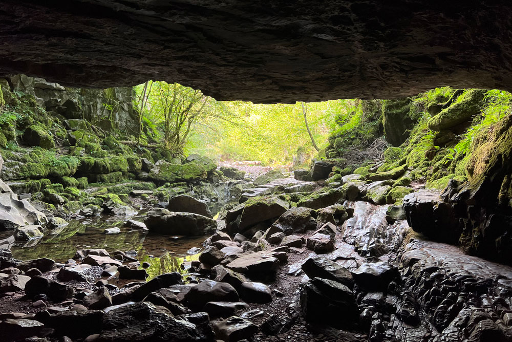 Inside Porth yr Ogof Cave in Brecon Beacons National Park Wales
