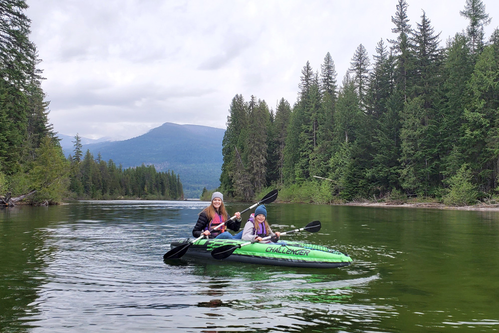 kayaking with kids at Priest Lake in Idaho