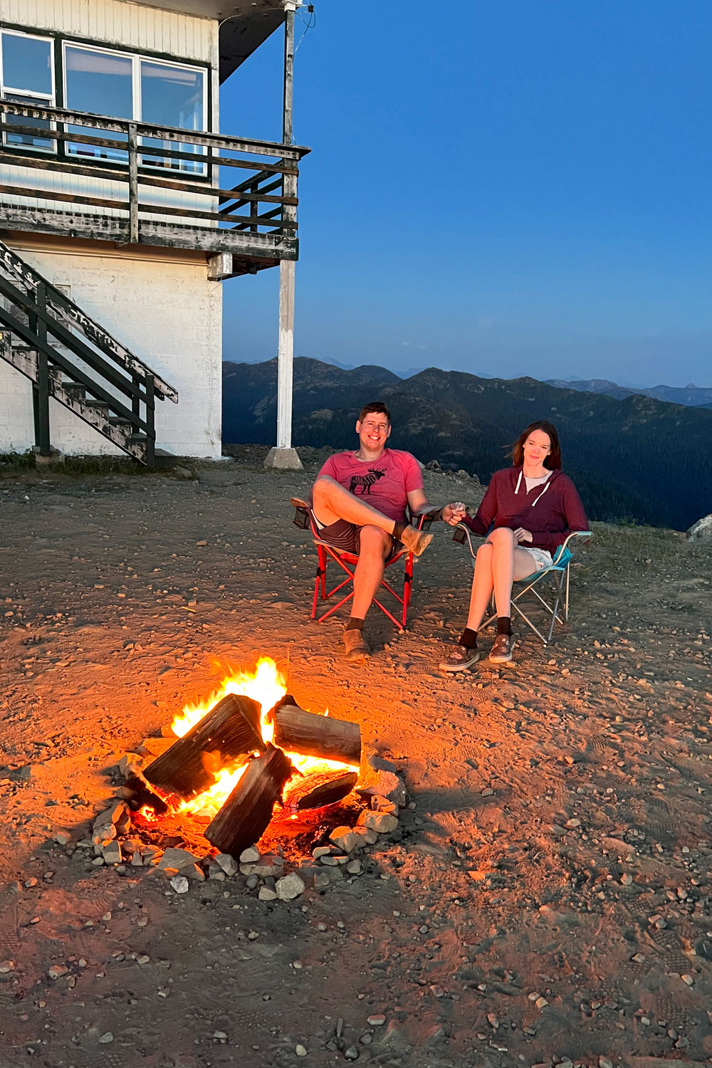 campfire Lunch Peak lookout in Idaho