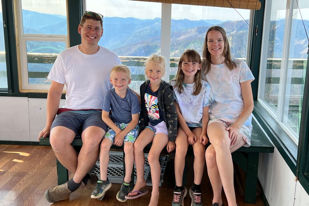 camping with kids in a fire lookout