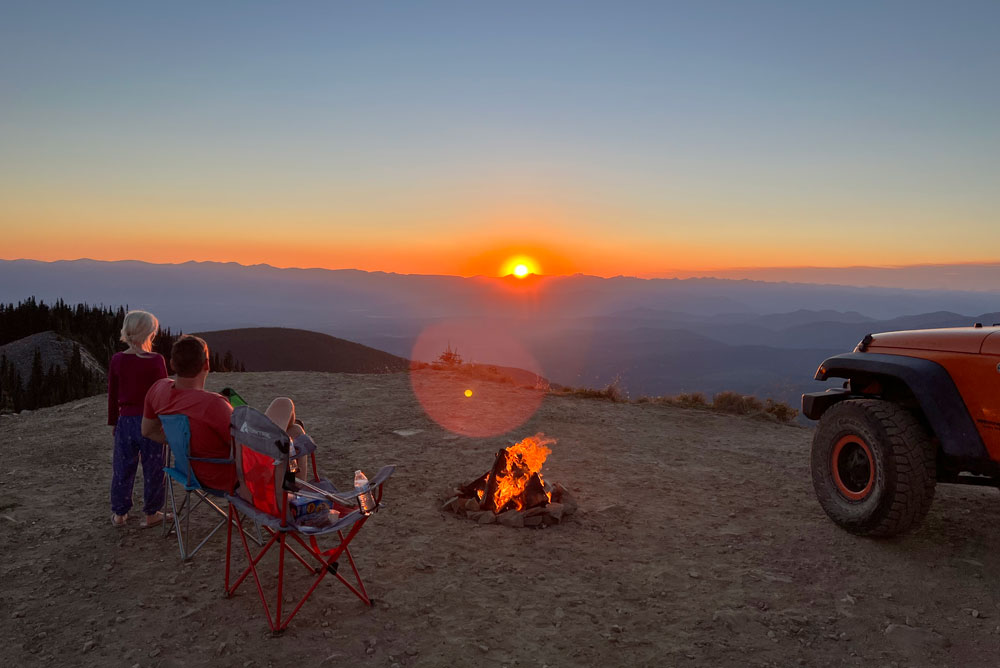 sunset from Lunch Peak fire lookout in Idaho