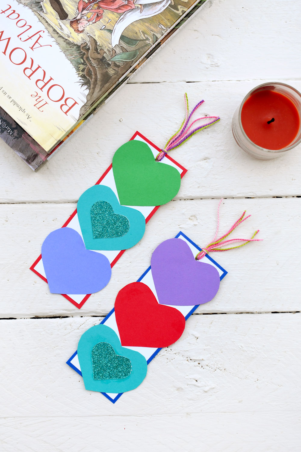 easy kids craft paper heart bookmarks