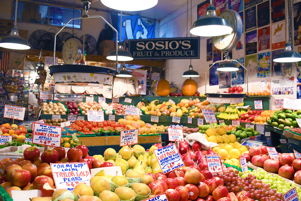 Sosio's fresh produce stand at Pike Place Market downtown Seattle things to do with kids
