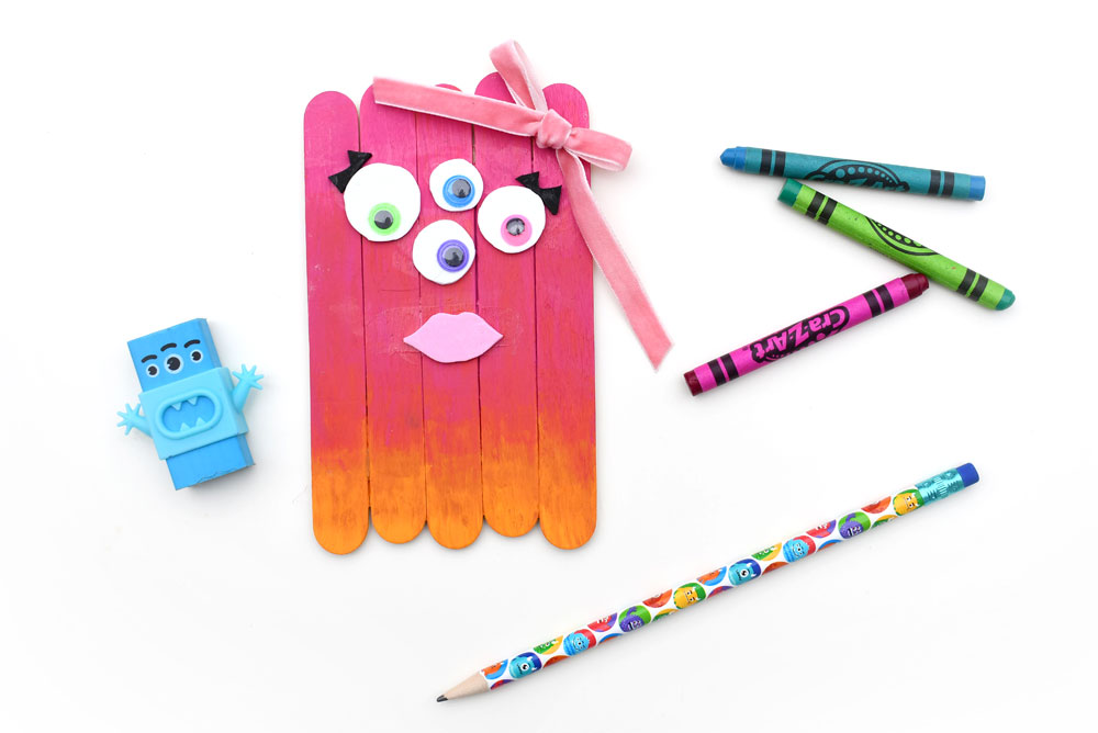 pink popsicle sticks monster kids craft diy idea
