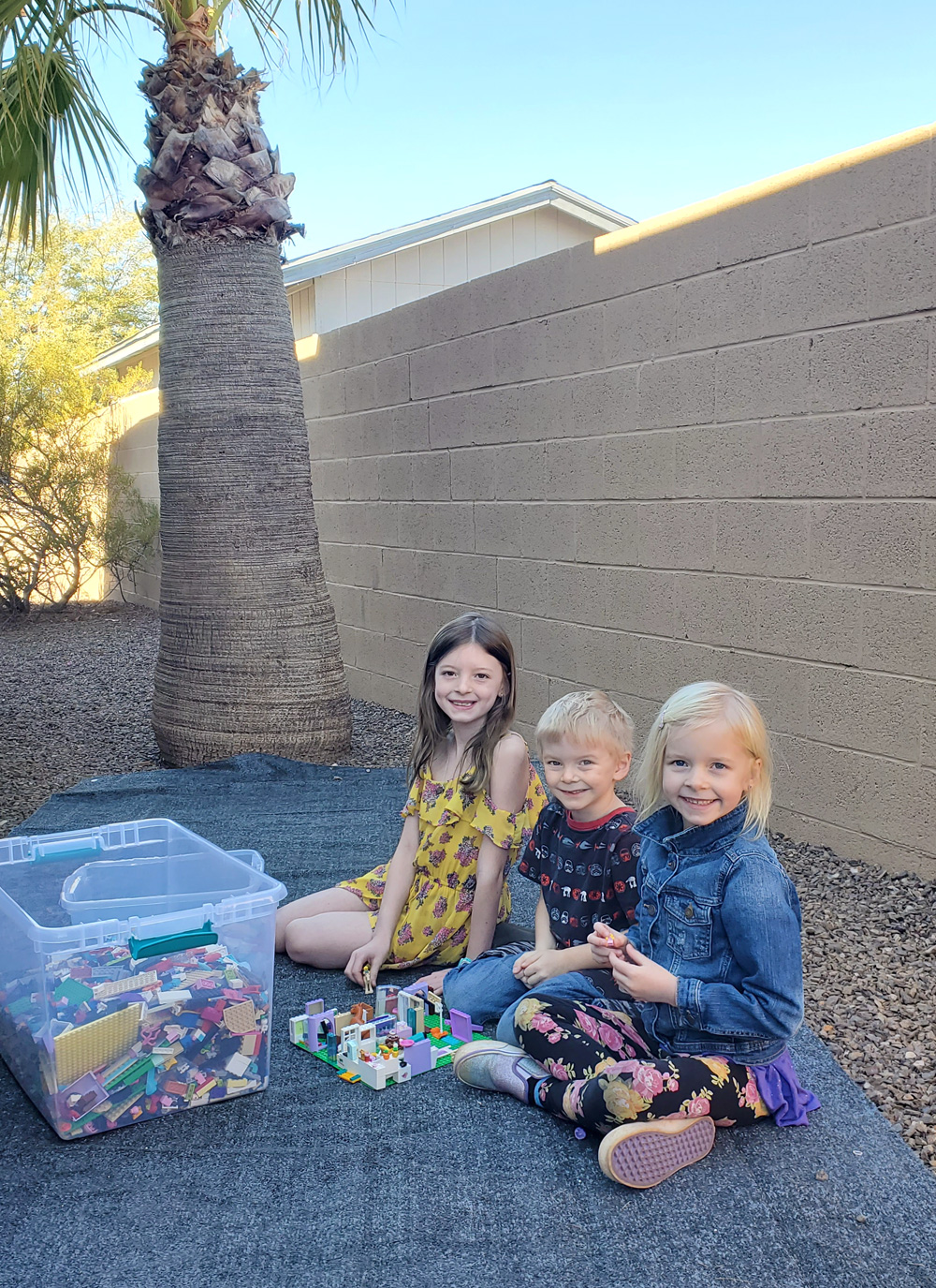 RV boondocking in Phoenix Arizona kids playing with legos