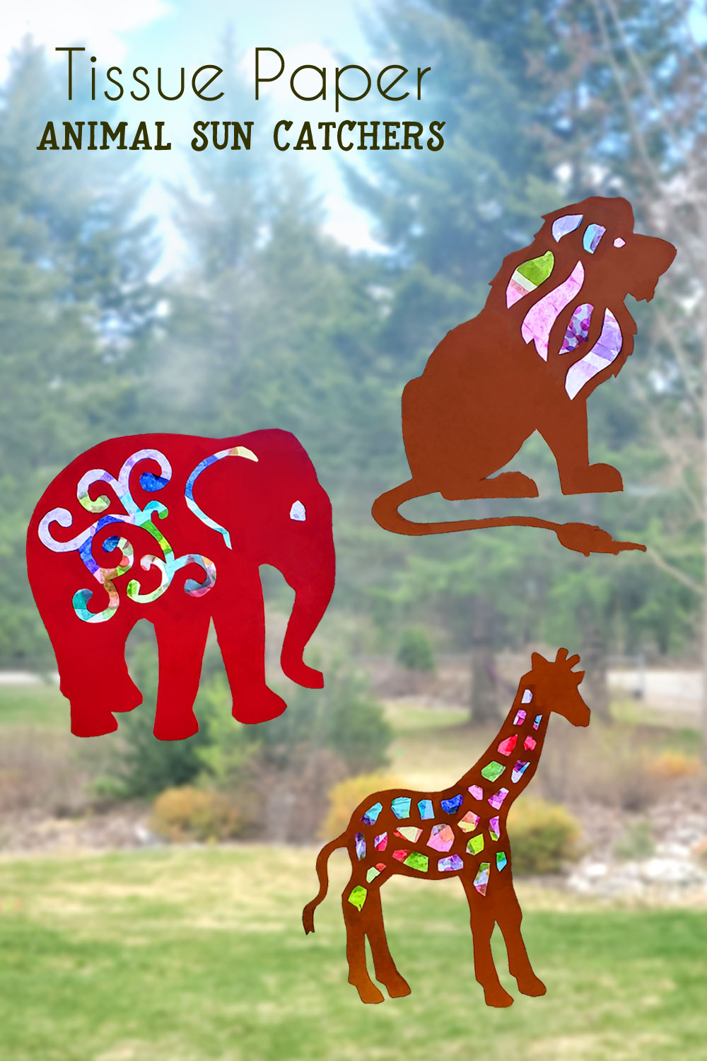 animal suncatchers tissue paper kids craft