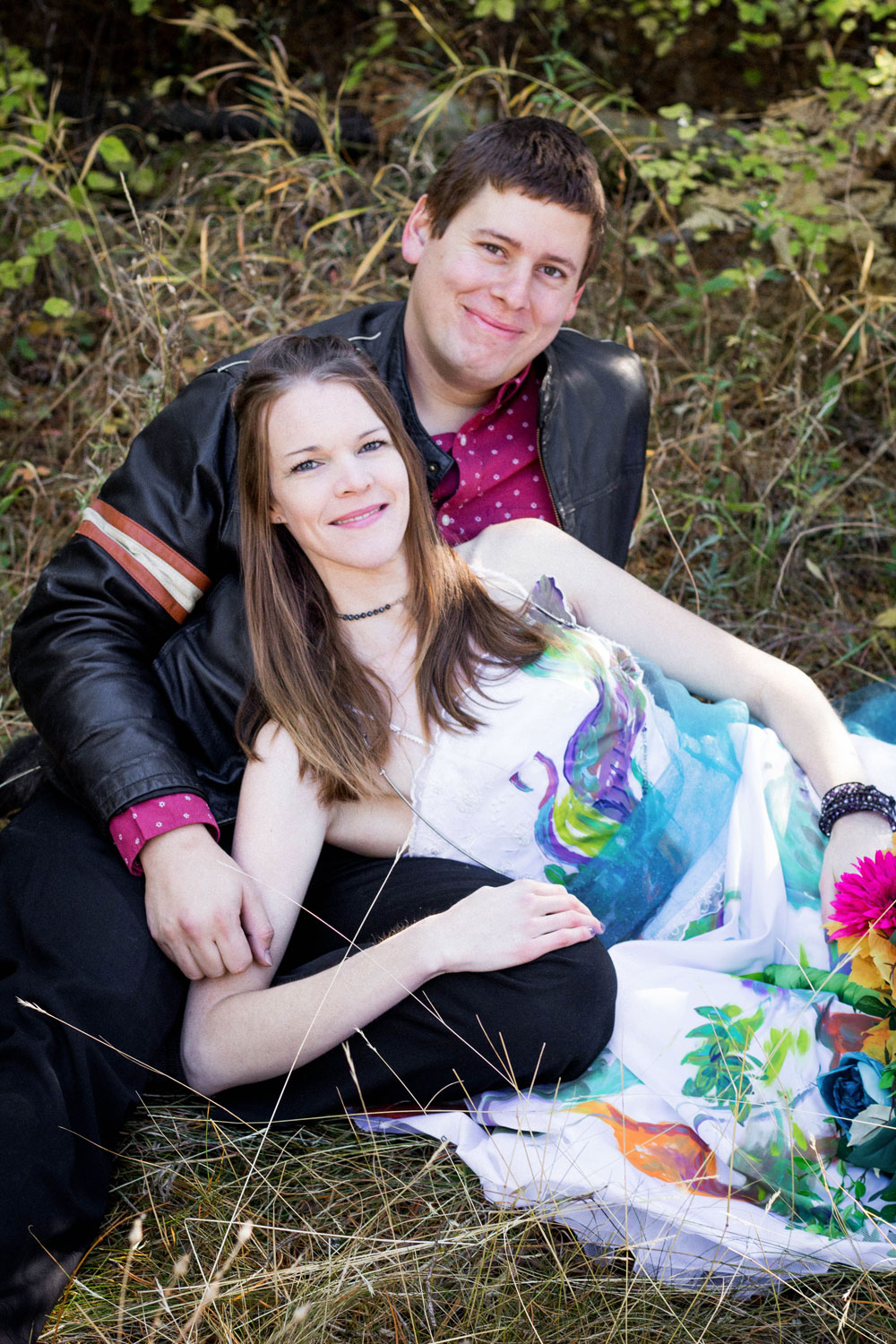 colorful trash the dress photoshoot fall wedding