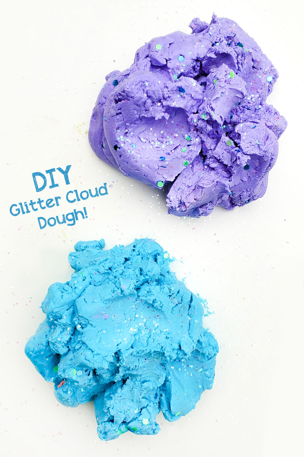 fun sensory cloud dough for kids glitter and mix-ins