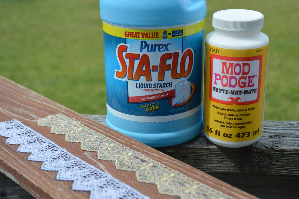 how to make homemade lace crowns with mod podge and fabric stiffener